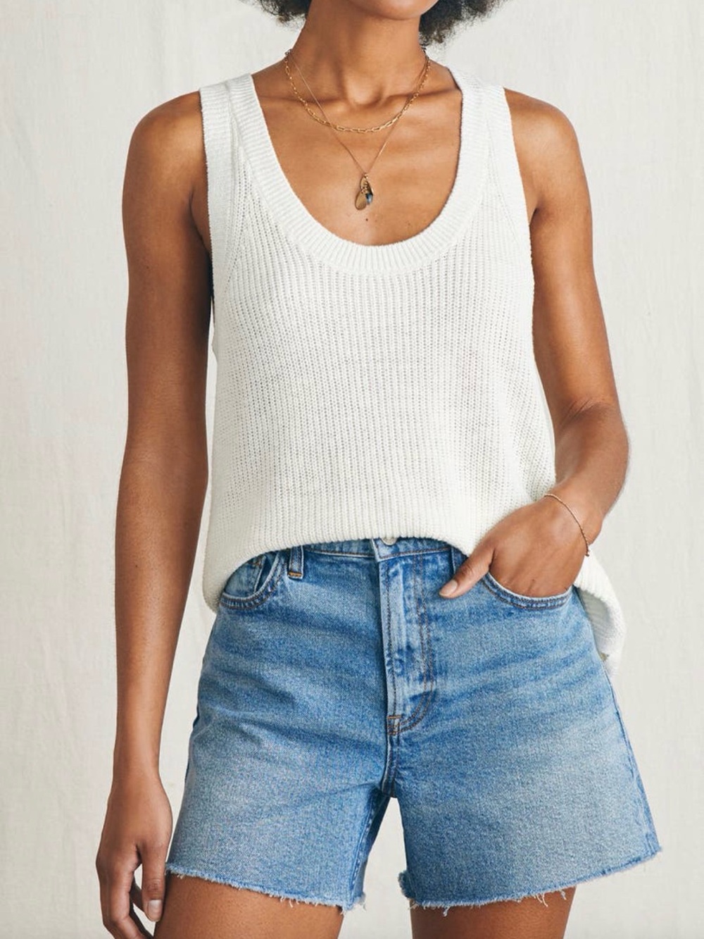 Faherty Miramar linen sweater, tank top, white size medium organic cotton